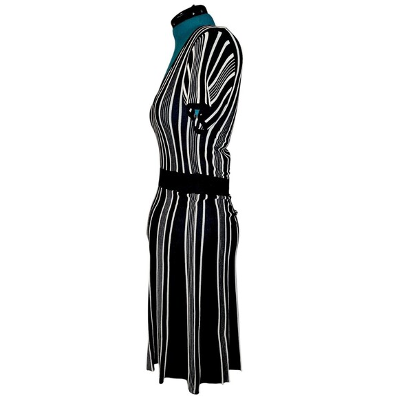 H&M And Madonna 2007 Collab Striped Cap Sleeve Dress Women's Size Medium V Neck - Picture 3 of 6